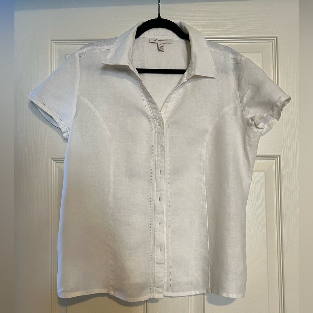 JM Collection linen button down blouse. NWOT